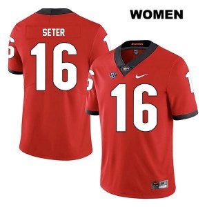 Women's Georgia Bulldogs NCAA #16 John Seter Nike Stitched Red Legend Authentic College Football Jersey WII8254MH